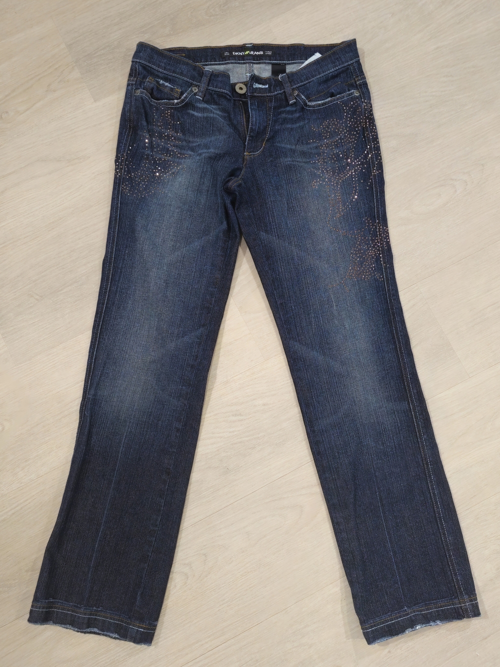 DKNY Dark Blue Bootcut Jeans with Studded Detail